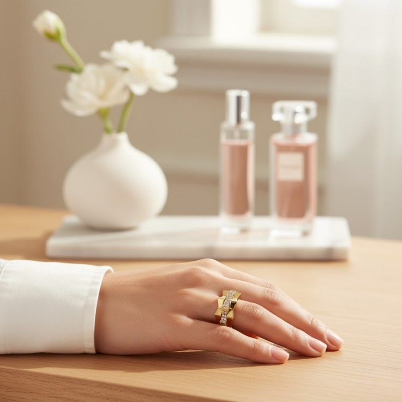 Taşlı Tasarım Altın Yüzük