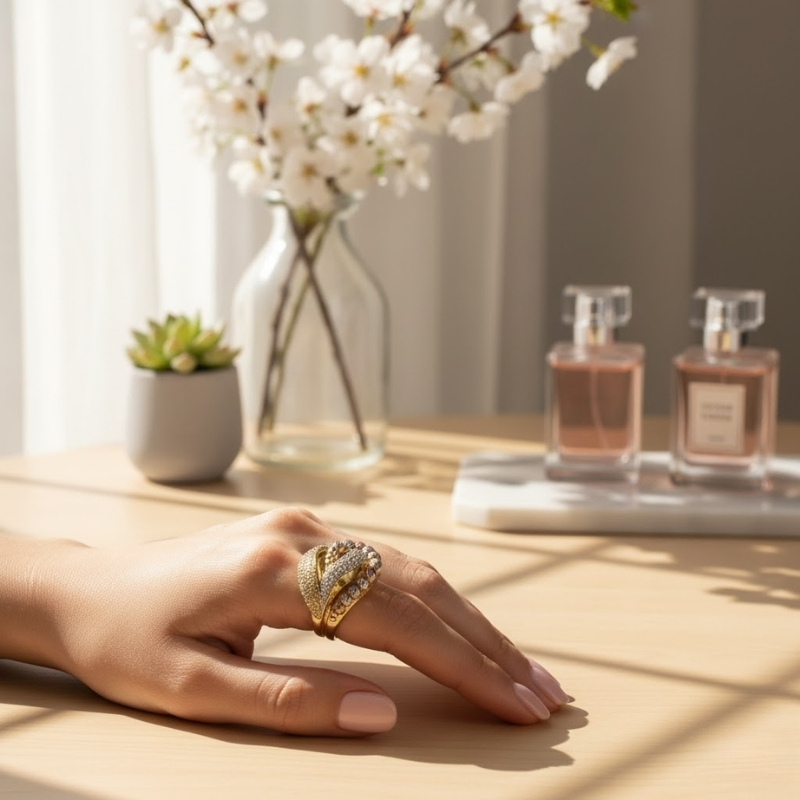 Altın Taşlı Fantezi Yüzüğü