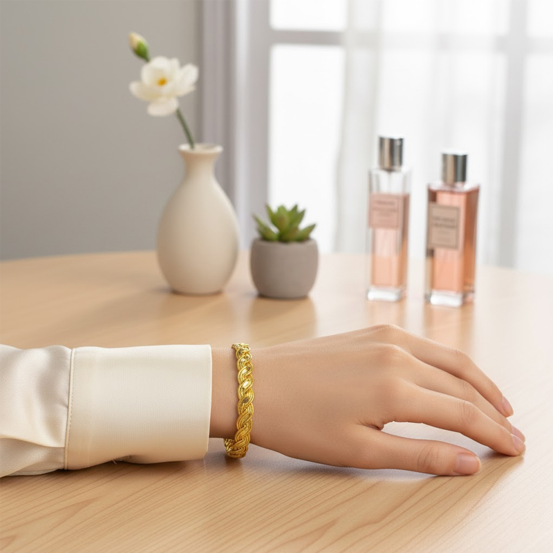 Şeritli Kilitsiz Burma Bilezik