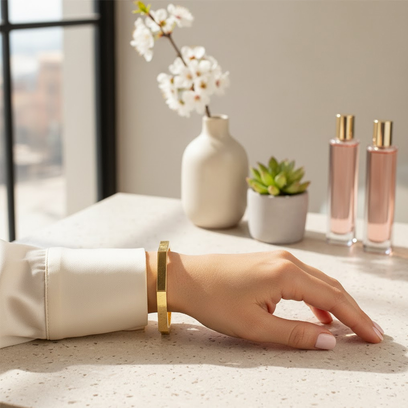 Köşeli 14 Ayar Taşsız Bilezik