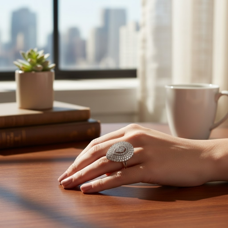 Altın Baget Taşlı Yüzük