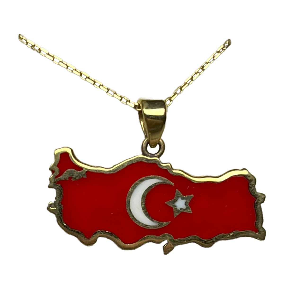 Türkiye Haritası & Ay Yıldız Altın Kolye