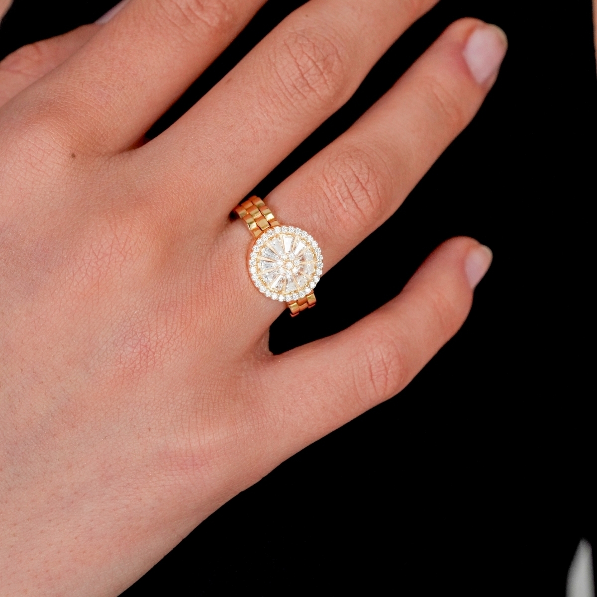 Altın Baget Taşlı Yüzük